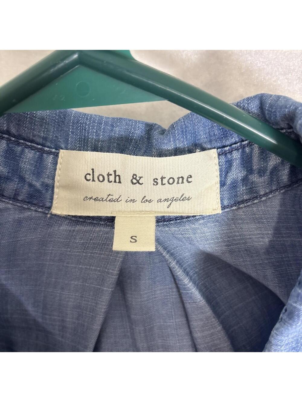 Anthropologie Cloth & Stone Chambray Split Back High Low Blouse Small Boho - Picture 2 of 12
